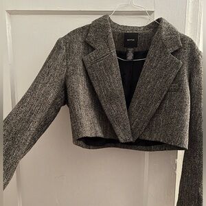 Smythe Cut-off cropped tweed gray blazer